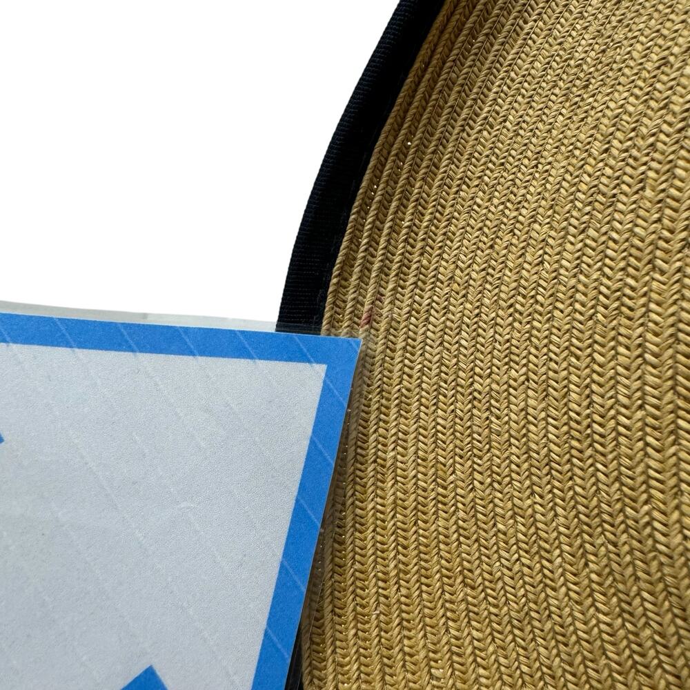 SUN N SAND Backless Paper Straw Ribbon Hat One Size Womens Tan Blue Ponytail - Picture 9 of 9